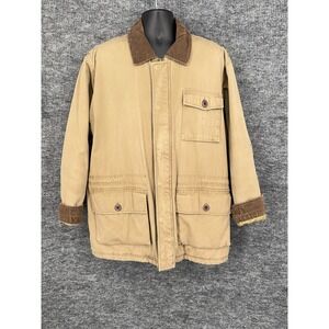 Vintage Gap Jacket Mens Large Beige Canvas Barn Corduroy Collar Lined Work